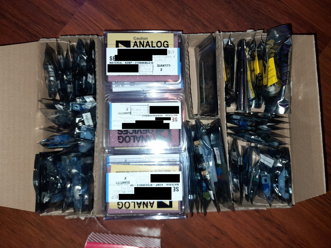 Sensor and payload components staged for assembly